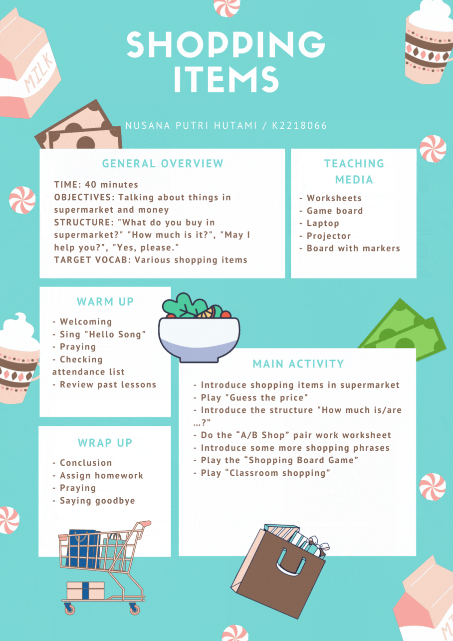 Lesson Plan Shopping Items ELL'S CLASS