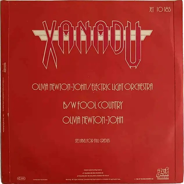 Olivia NewtonJohn/Electric Light Orchestra Xanadu JETLX526 10" PINK LP