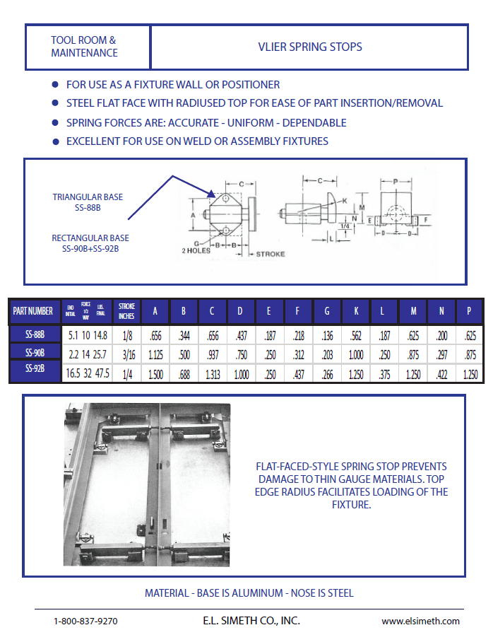 Vlier Spring Loaded Devices Tool Room E.L. Simeth