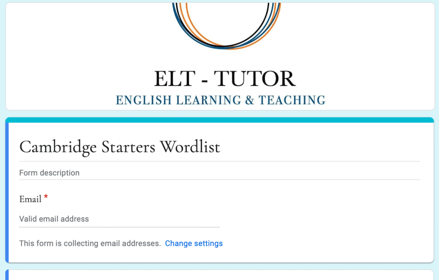 ELTTUTOR Cambridge Starter, Movers, Flyers Wordlists