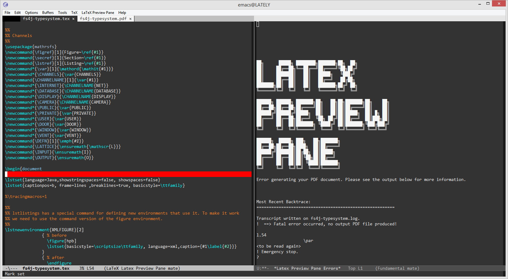 EmacsWiki La Te X Preview Pane