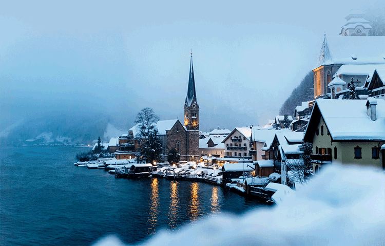 Lake Hallstatt Winter Time Email Backgrounds ID 23125