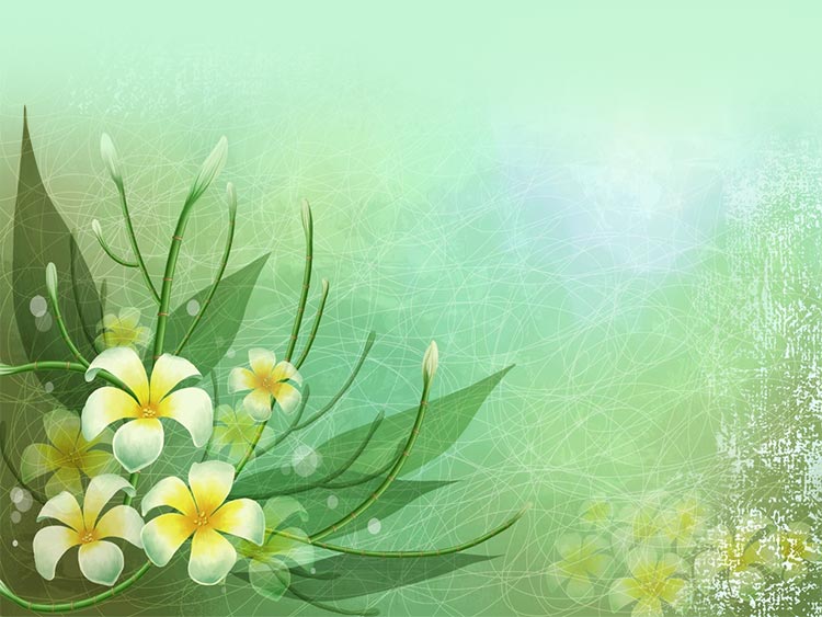 Flowers email stationery (stationary) Flower Art Green & Yellow