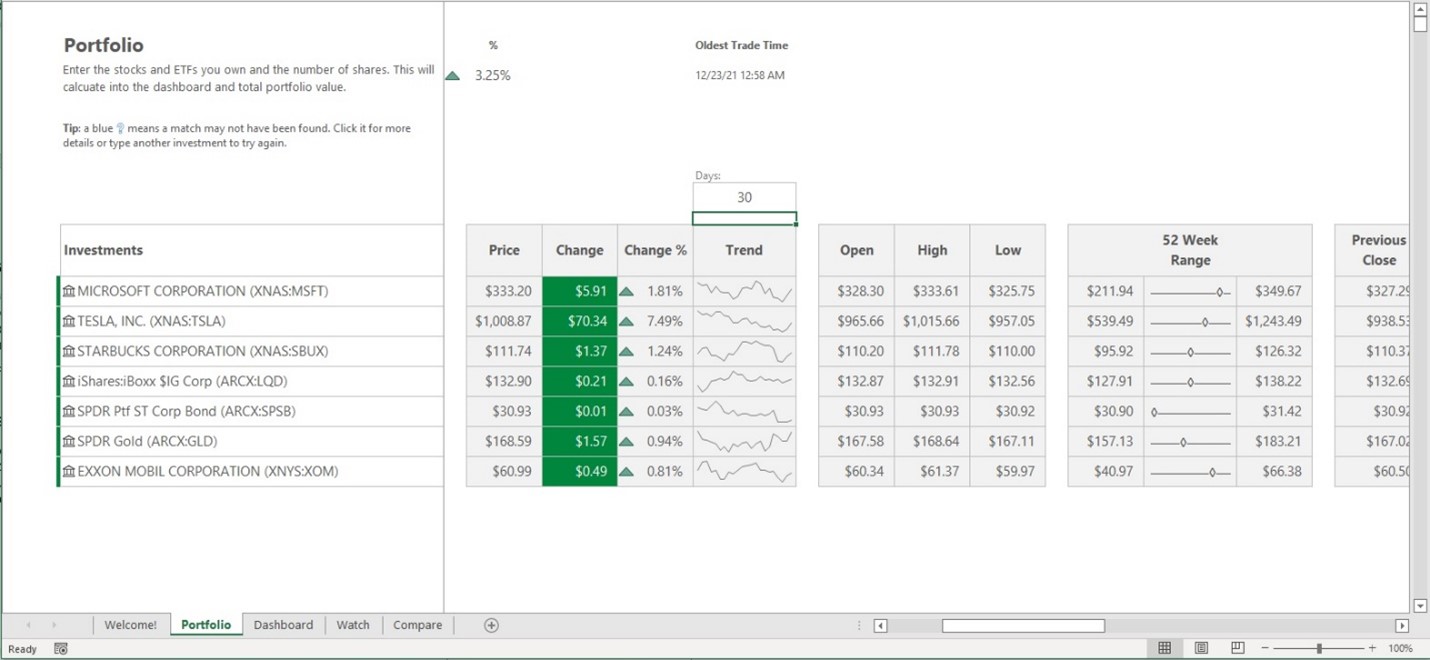 Linked Data Types in Excel Access Stock Quotes and Wolfram Data to Generate Advanced Spreadsheets