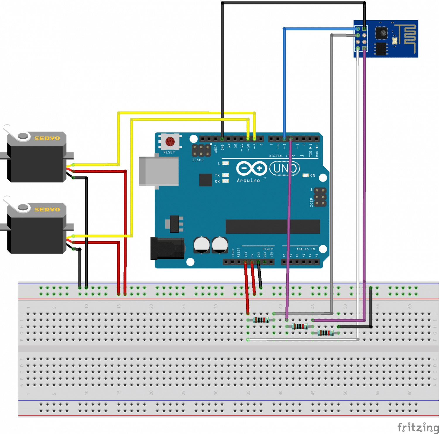 Controle de servomotores com Arduino e ESP8266 Embarcados