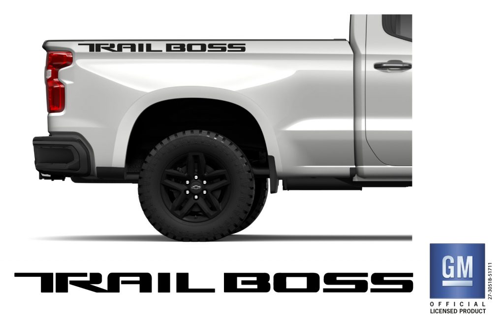 Chevy Silverado 20192024 Gloss Black TRAIL BOSS Bedside Lettering