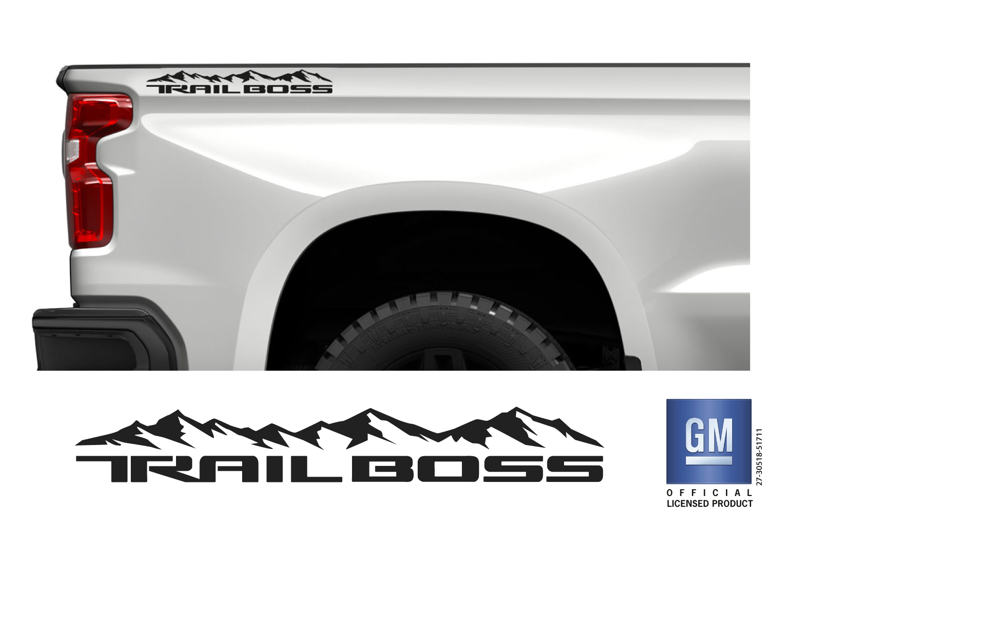 Chevy Silverado Matte Black MOUNTAIN TRAIL BOSS Z71 Bedside Decals 2019
