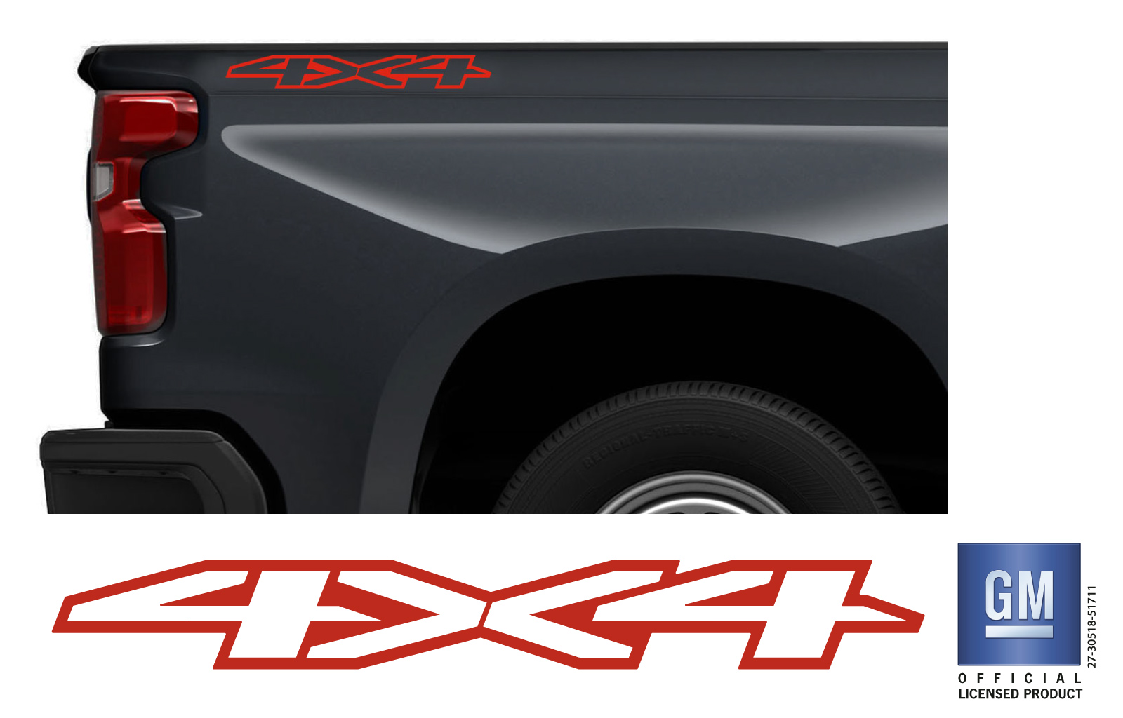 Chevy Silverado Custom RST LTZ LT Z71 Red 4X4 Bedside Decals 20192022 GM OFFICIAL LICENSED