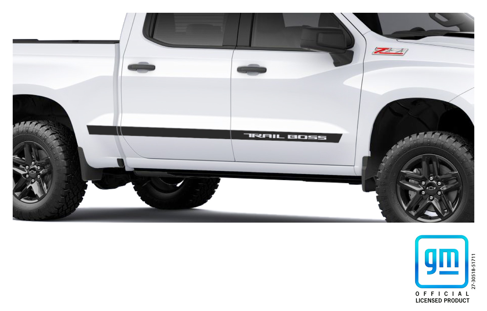 Chevy Silverado Trail Boss Black Crew & Double Cab Body Side Decals
