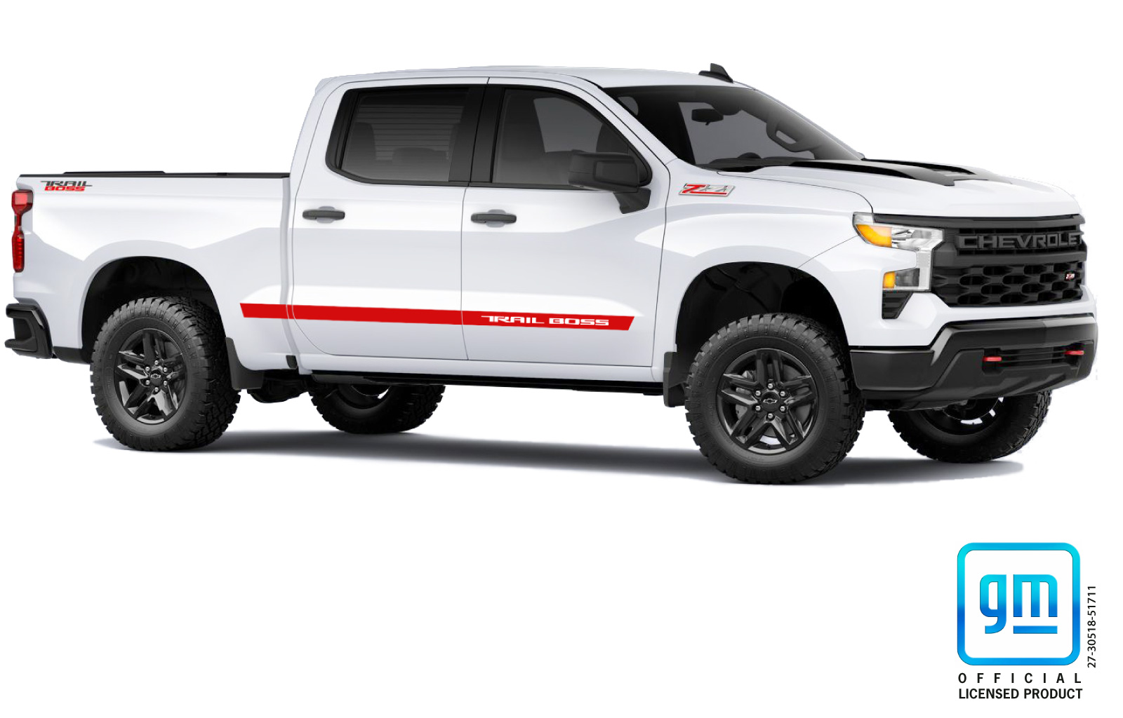 Chevy Silverado Trail Boss Gloss RED Crew & Double Cab Body Side Decals