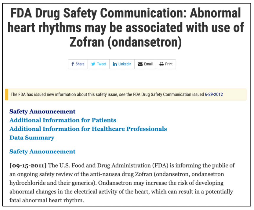 Emergency Medicine EducationFDA zofran