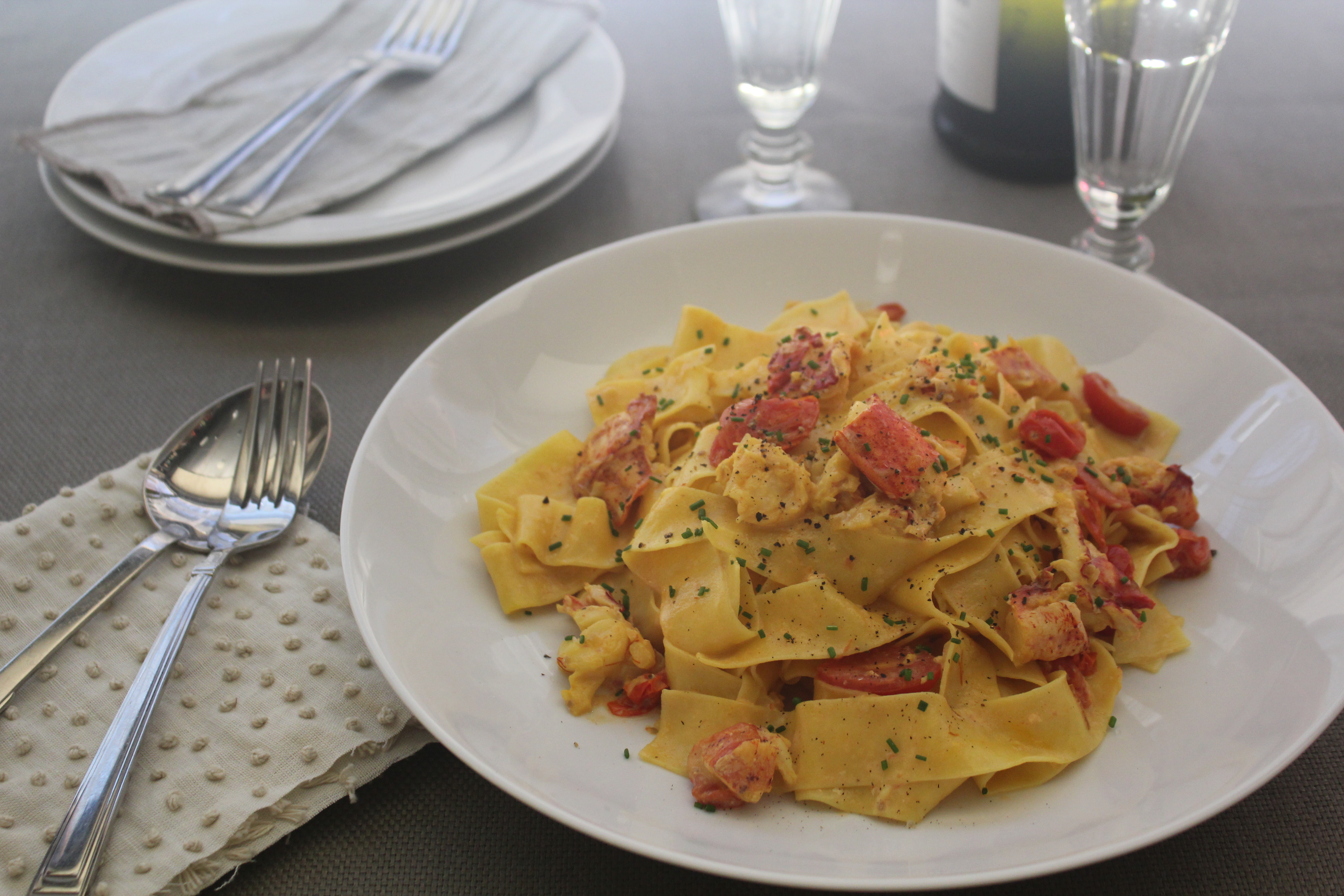 Lobster and Fresh Pappardelle with Saffron Cream Sauce