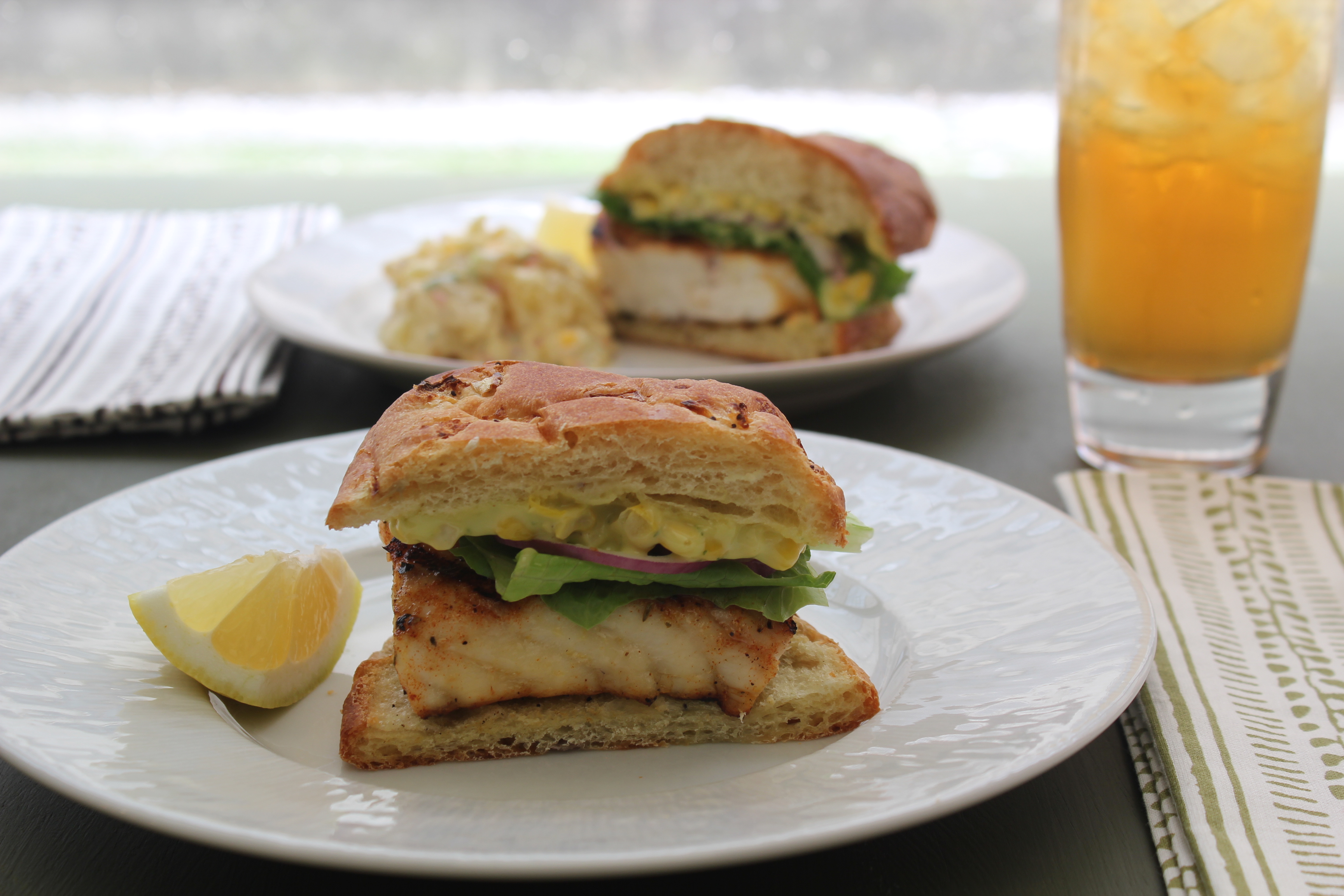 Grilled Fish Sandwich with Roasted Corn Aioli