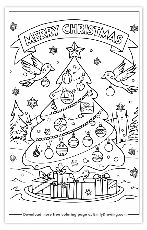25 Free Printable Christmas Tree Coloring Page Ideas Emily Drawing