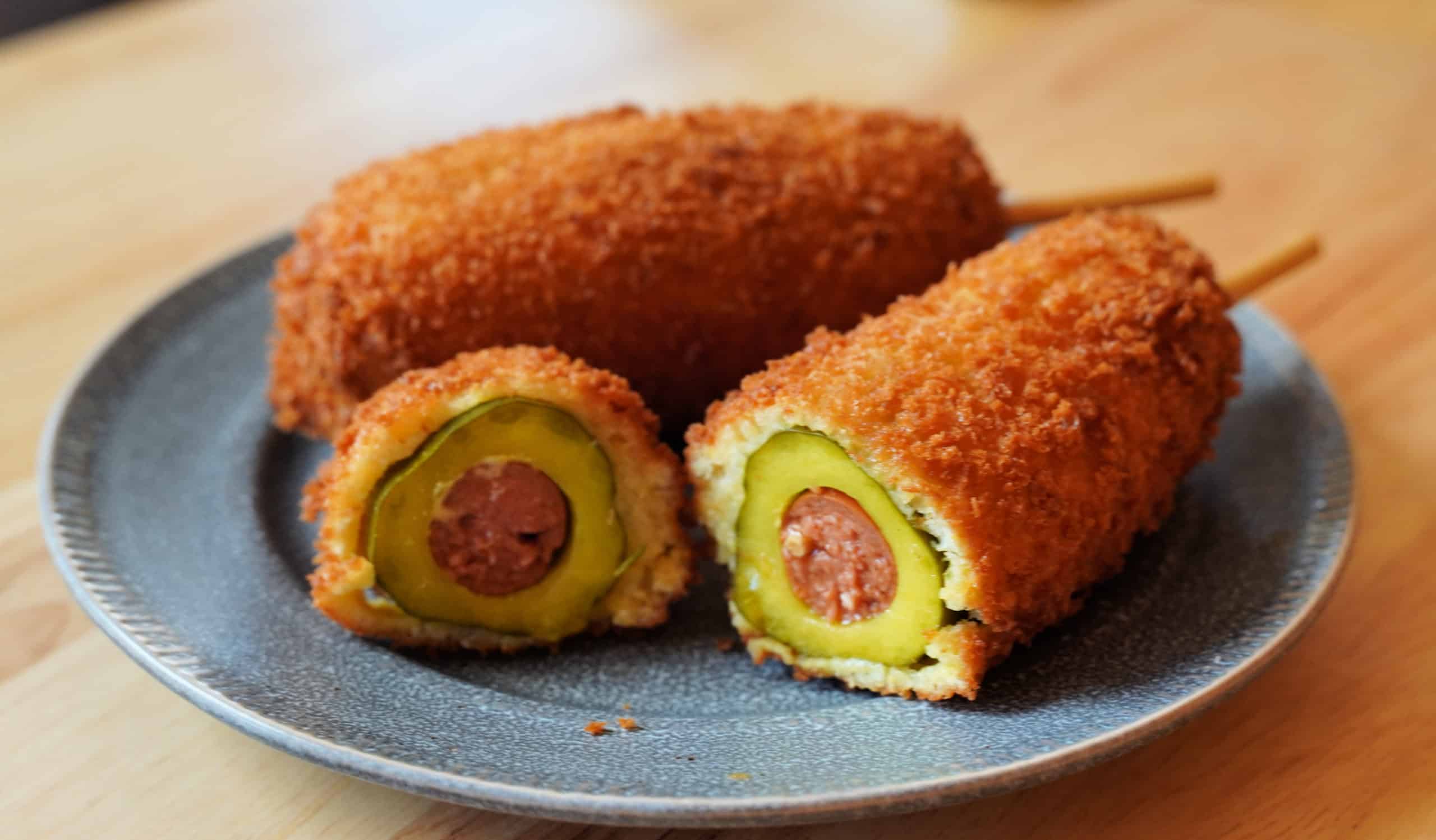 Homemade Disney Pickle Corn Dog Emmymade