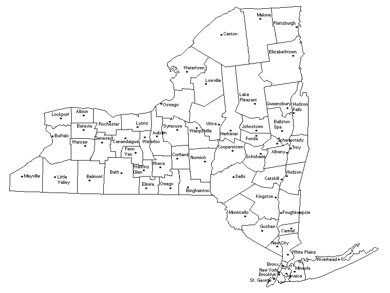 New York – Map Outline, Printable State, Shape, Stencil, Pattern