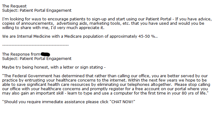 Comical Patient Portal Discussion EMR and EHR