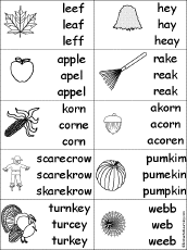 Spelling: Fall/Autumn K-3 Theme Page at EnchantedLearning.com