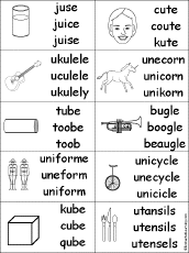 Long U Alphabet Activities at EnchantedLearning.com