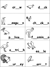 Fill in the Missing Letters in Words at EnchantedLearning.com