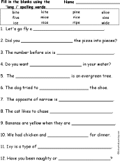 Long I: Spelling Word Questions: EnchantedLearning.com