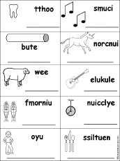 Unscramble Long U Words: EnchantedLearning.com