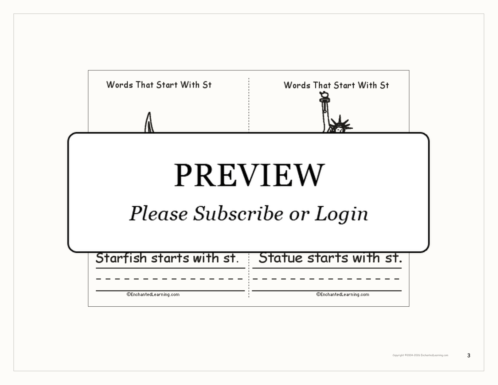 "Words that Start with St" Book Enchanted Learning