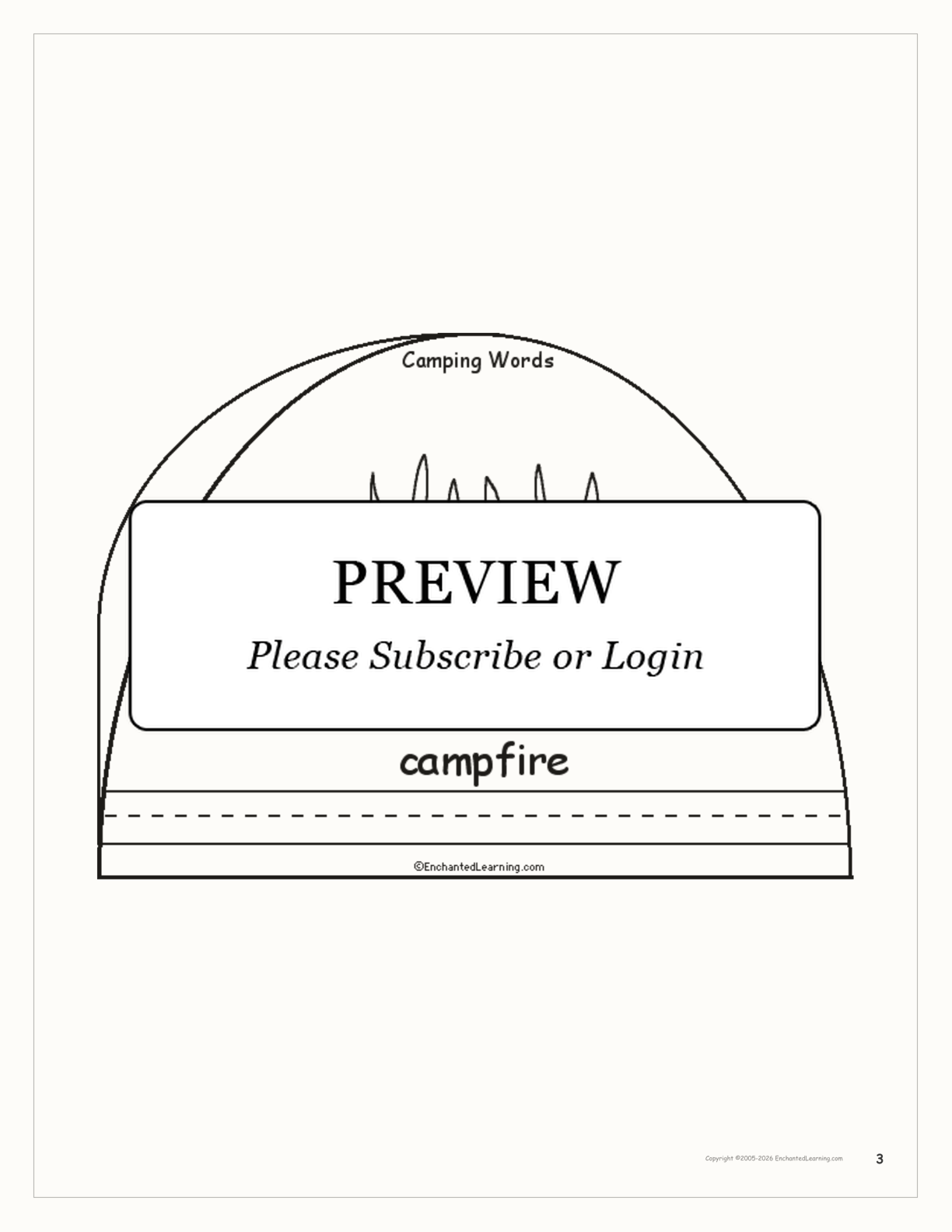 Camping Words Printable Book Enchanted Learning