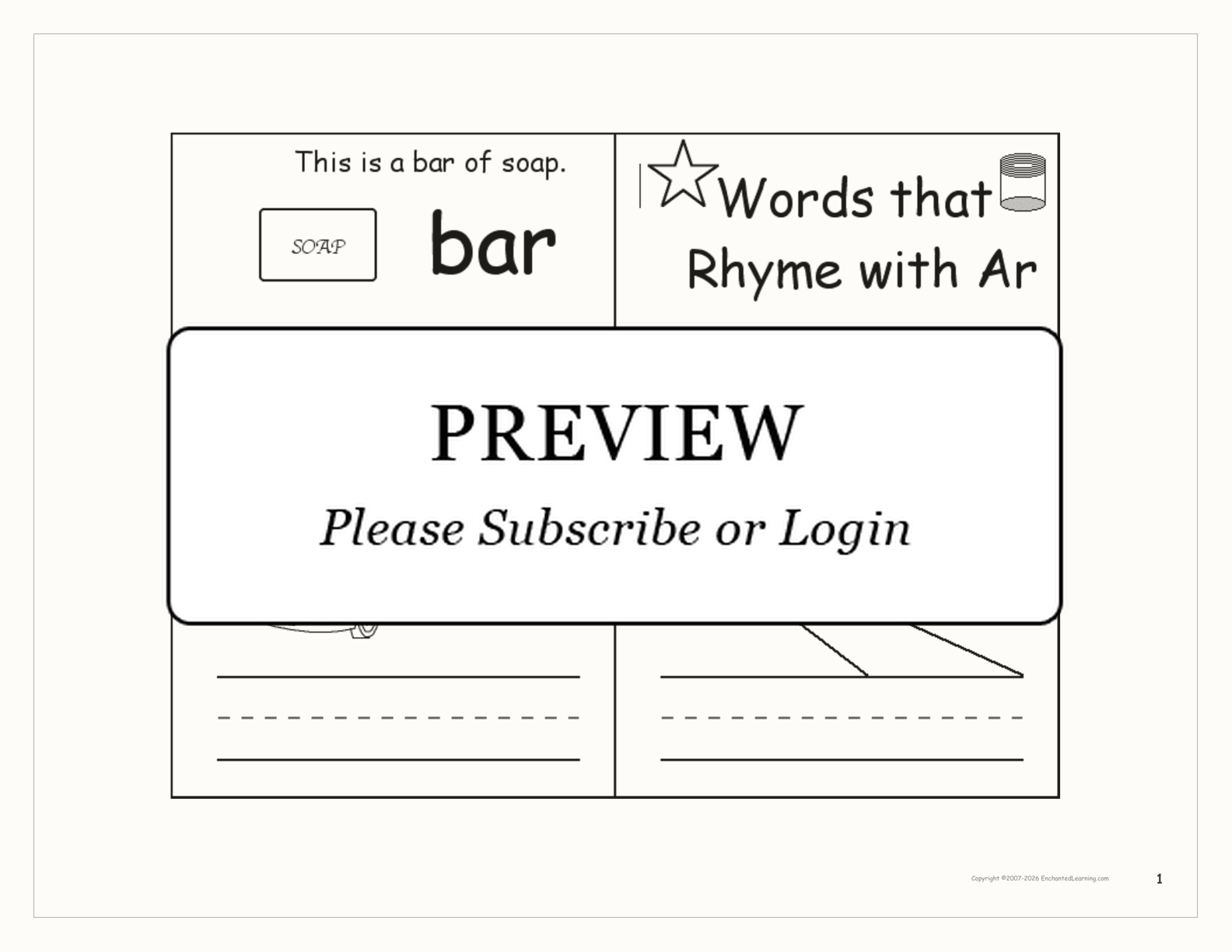 Words that Rhyme with Ar — Printable Book Enchanted Learning