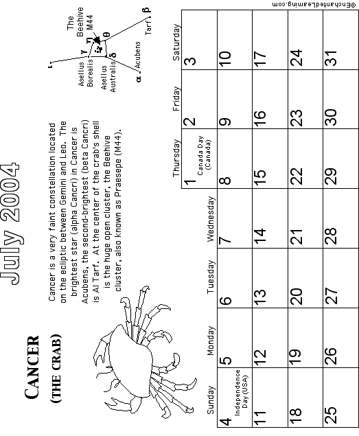 Zodiac July Calendar 2004