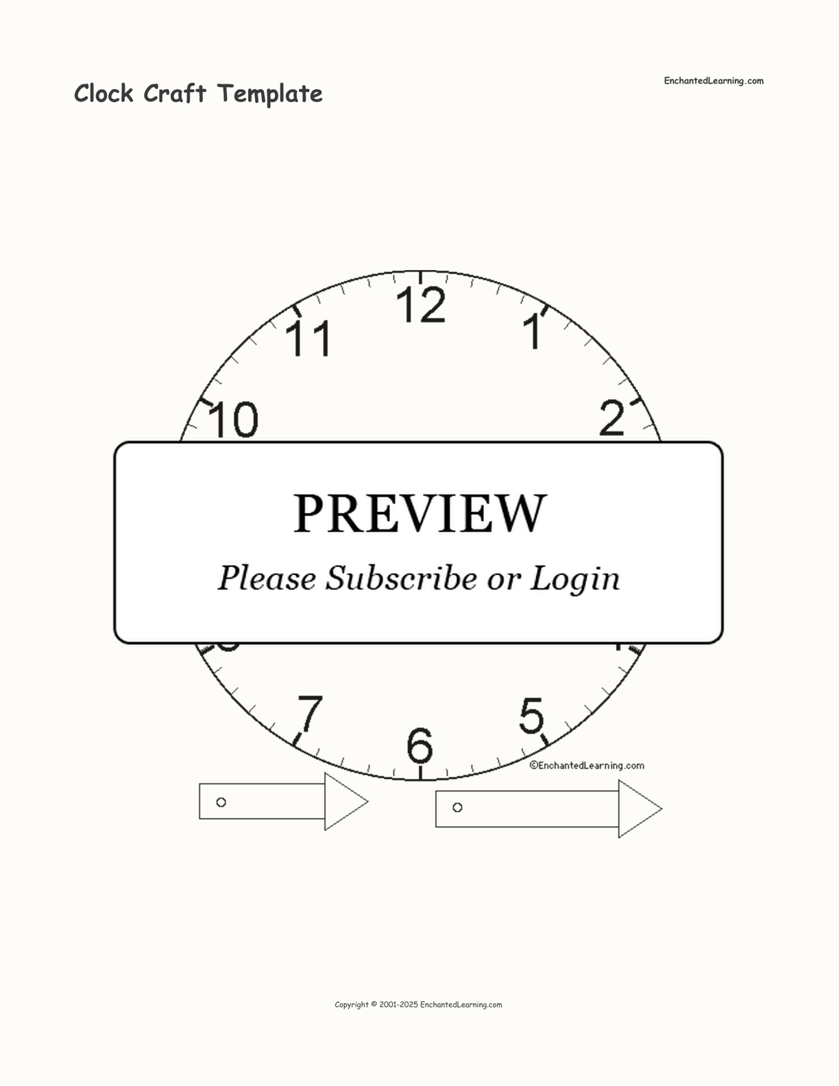 Clock Craft Template Enchanted Learning