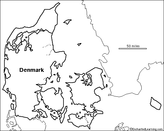 Blank Map Of Denmark Outline Map Denmark - Enchantedlearning.com
