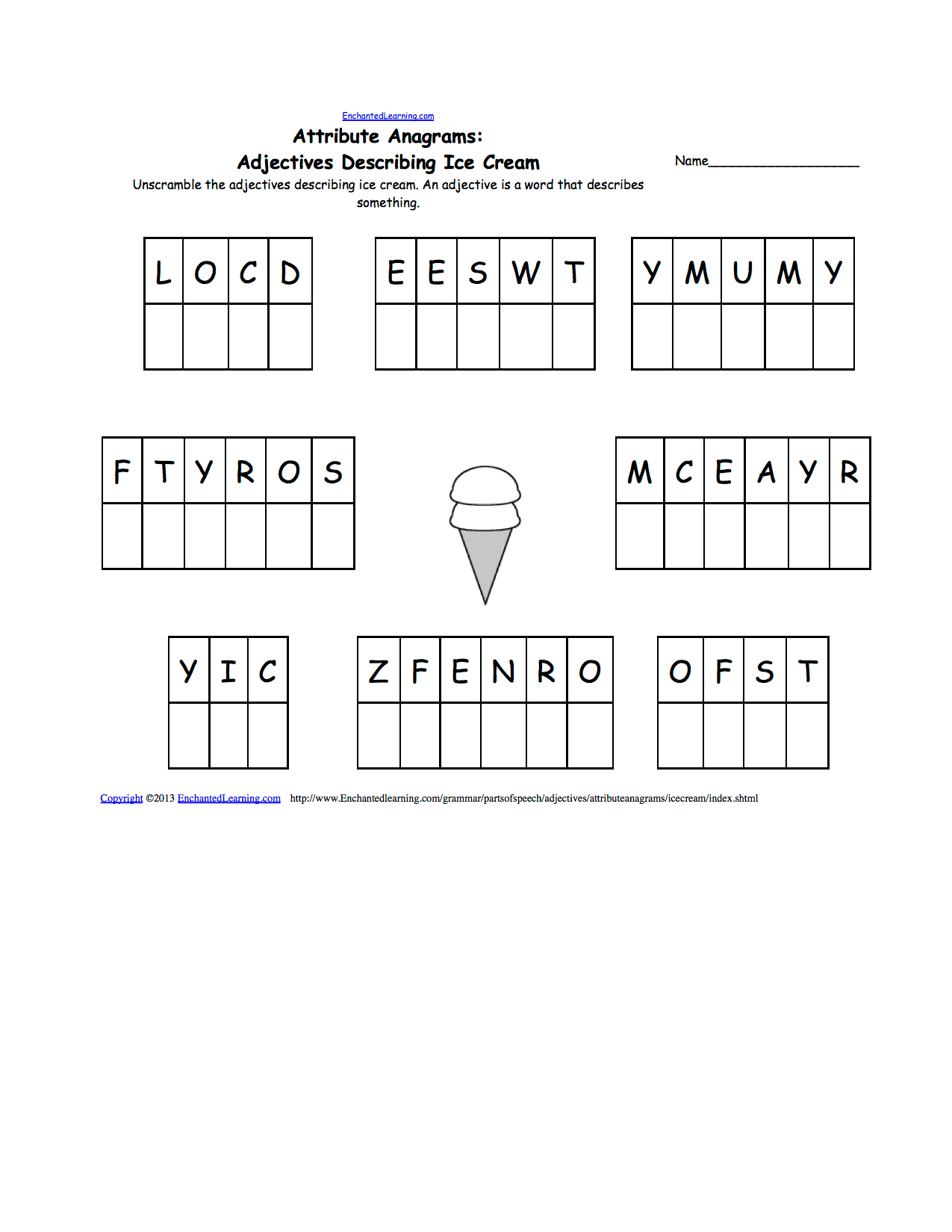 Unscramble Adjectives Printable Worksheets