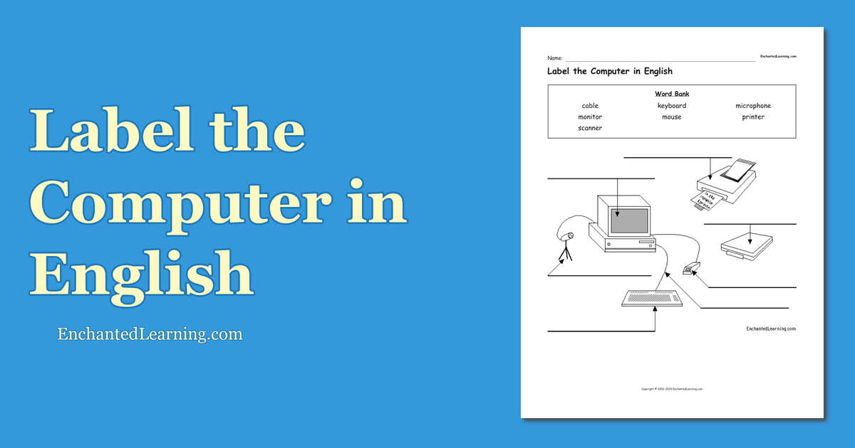 Label the Computer in English Enchanted Learning