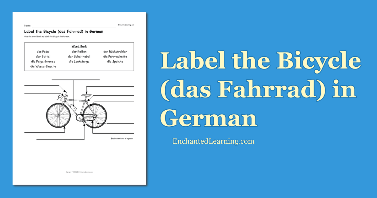 Label the Bicycle (das Fahrrad) in German Enchanted Learning