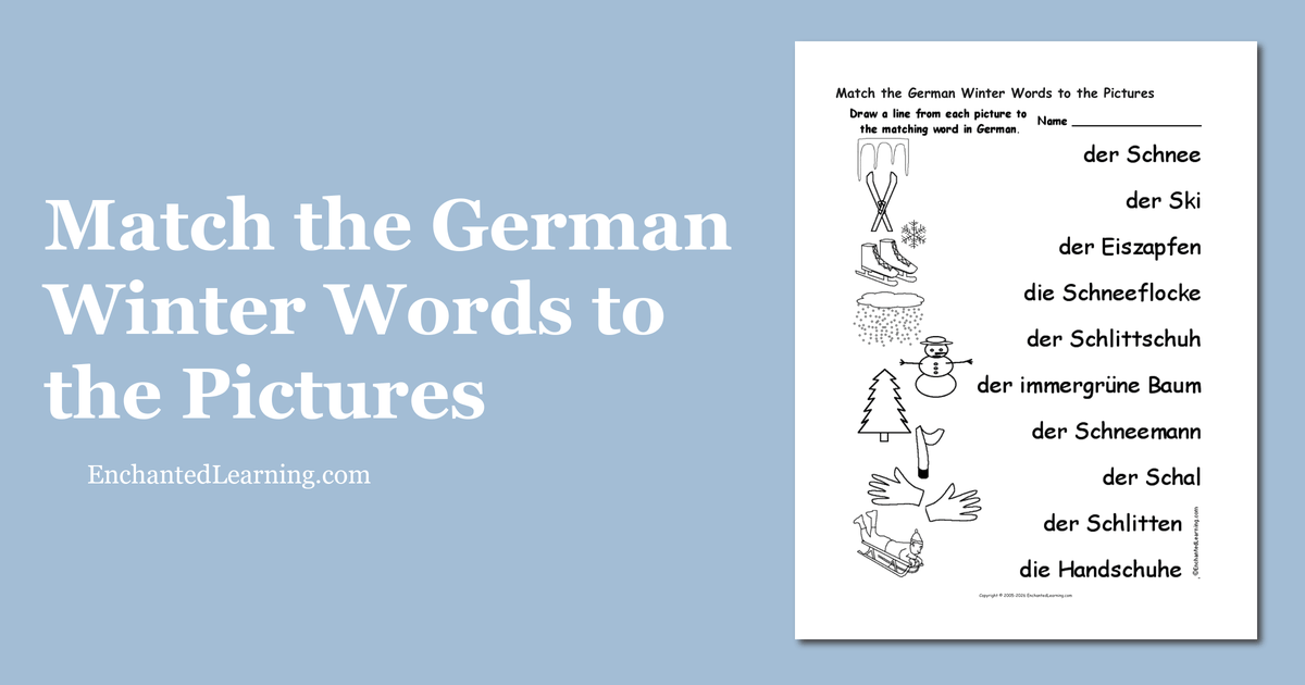 Match the German Winter Words to the Pictures Enchanted Learning