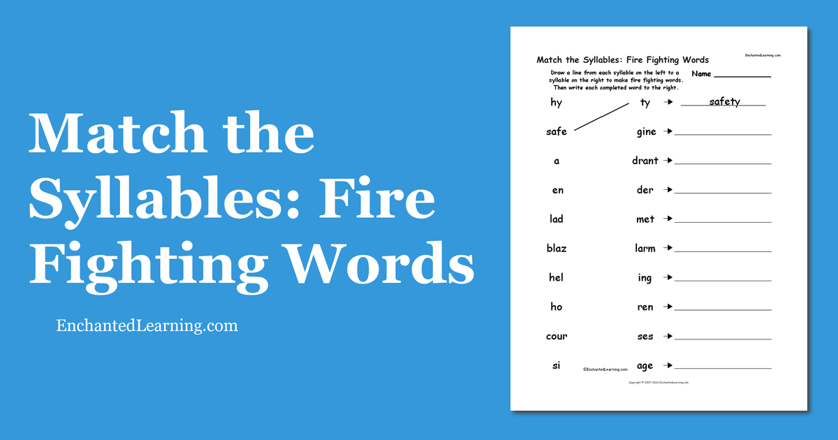 Match the Syllables Fire Fighting Words Enchanted Learning