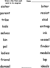 Anagrams -- Activities and Worksheets: EnchantedLearning.com
