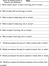 Estimating US Measurements Worksheet - EnchantedLearning.com
