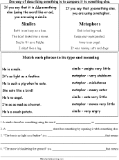 Similies And Metaphors Worksheet : Simile And Metaphor Worksheet Pdf
