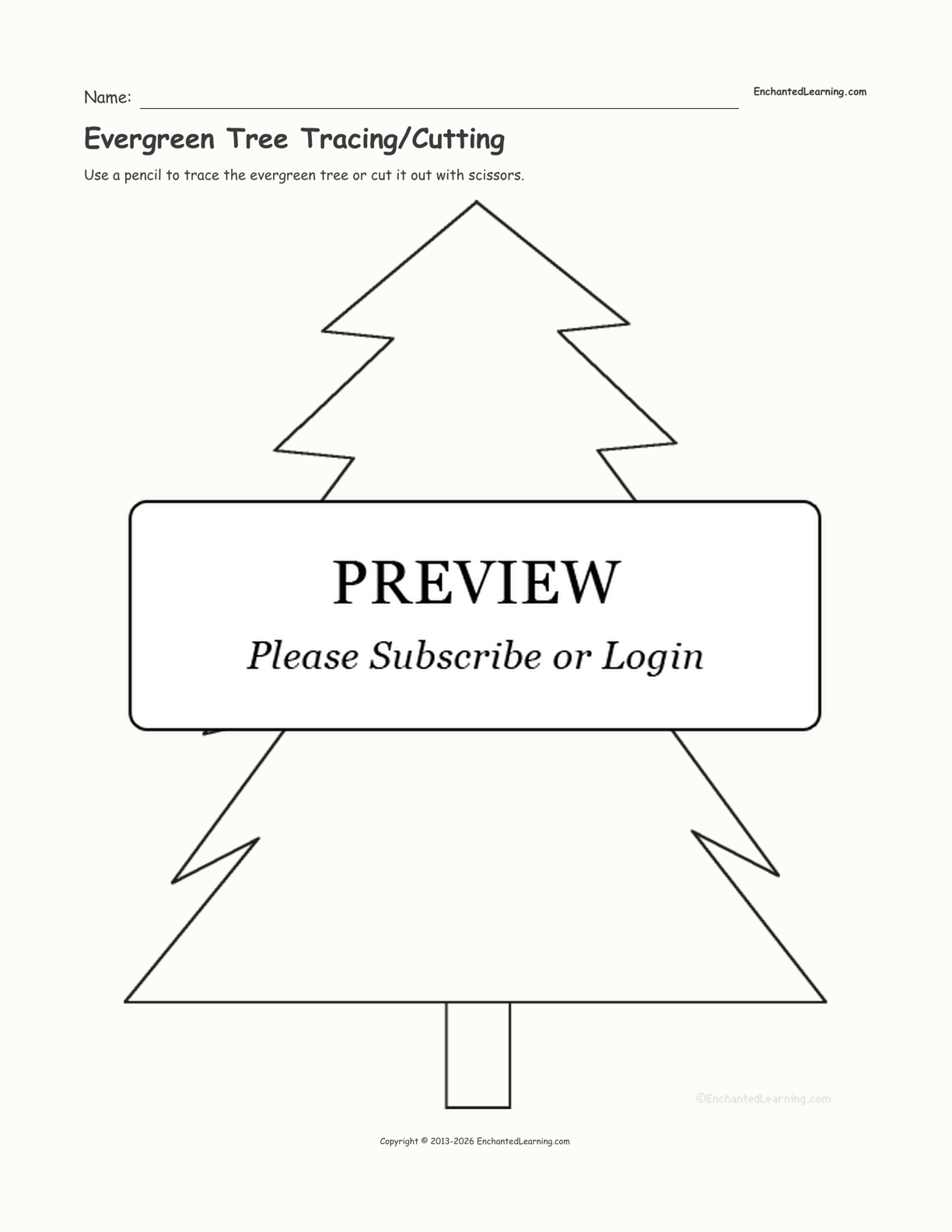 Evergreen Tree Tracing/Cutting Enchanted Learning