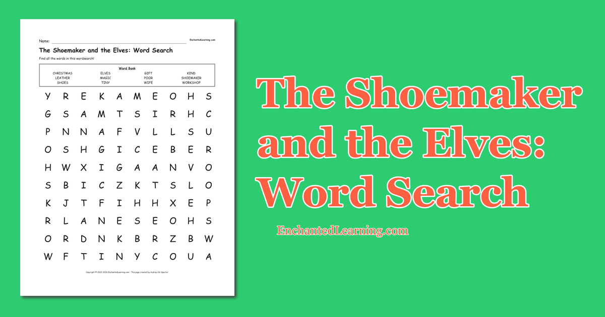 The Shoemaker and the Elves Word Search Enchanted Learning