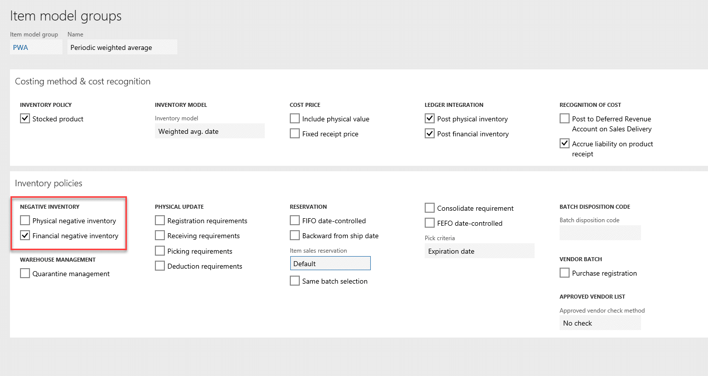 Financial Negative Inventory in Dynamics 365 for Finance
