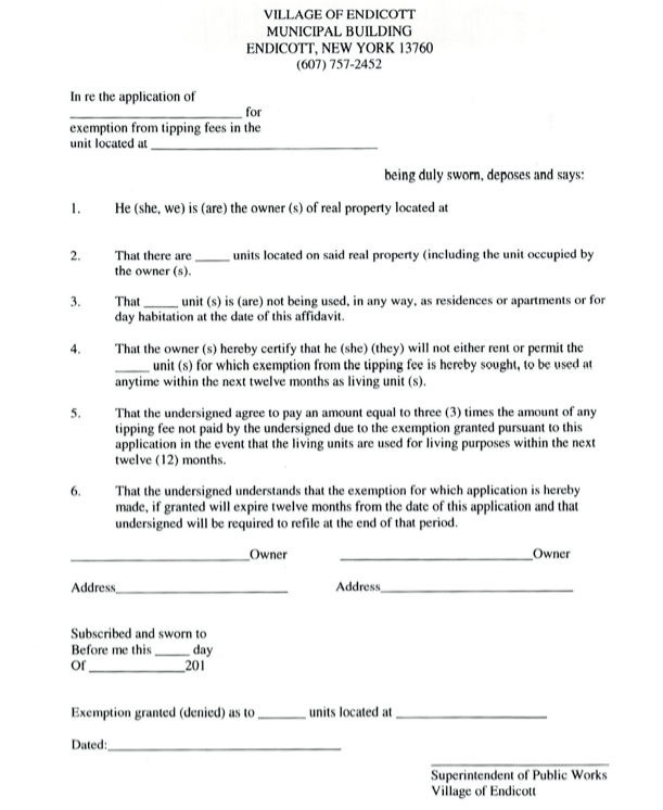 Applications & Forms — The Village of Endicott