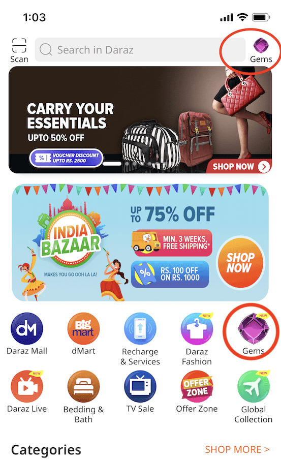 Daraz Gems unveiled A new reward system with discount vouchers Enepsters