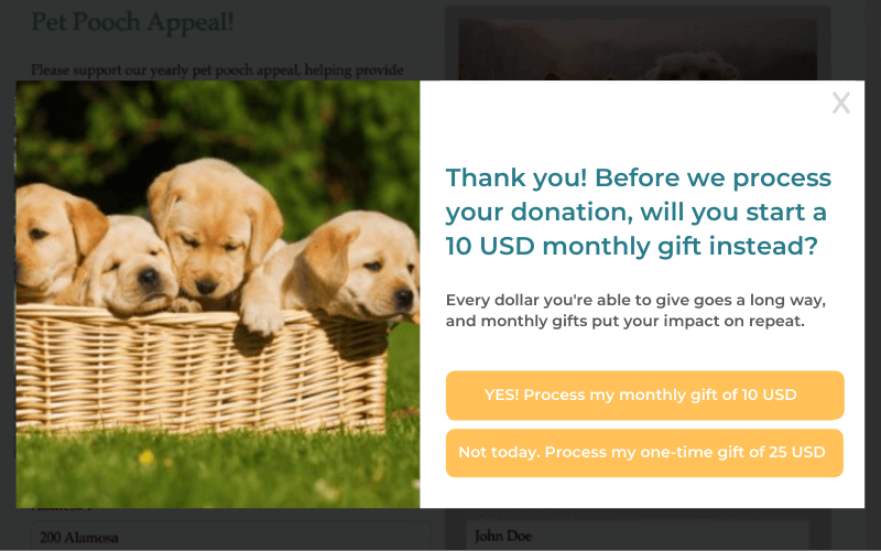 Upselling Donors to Monthly Giving Using a Lightbox