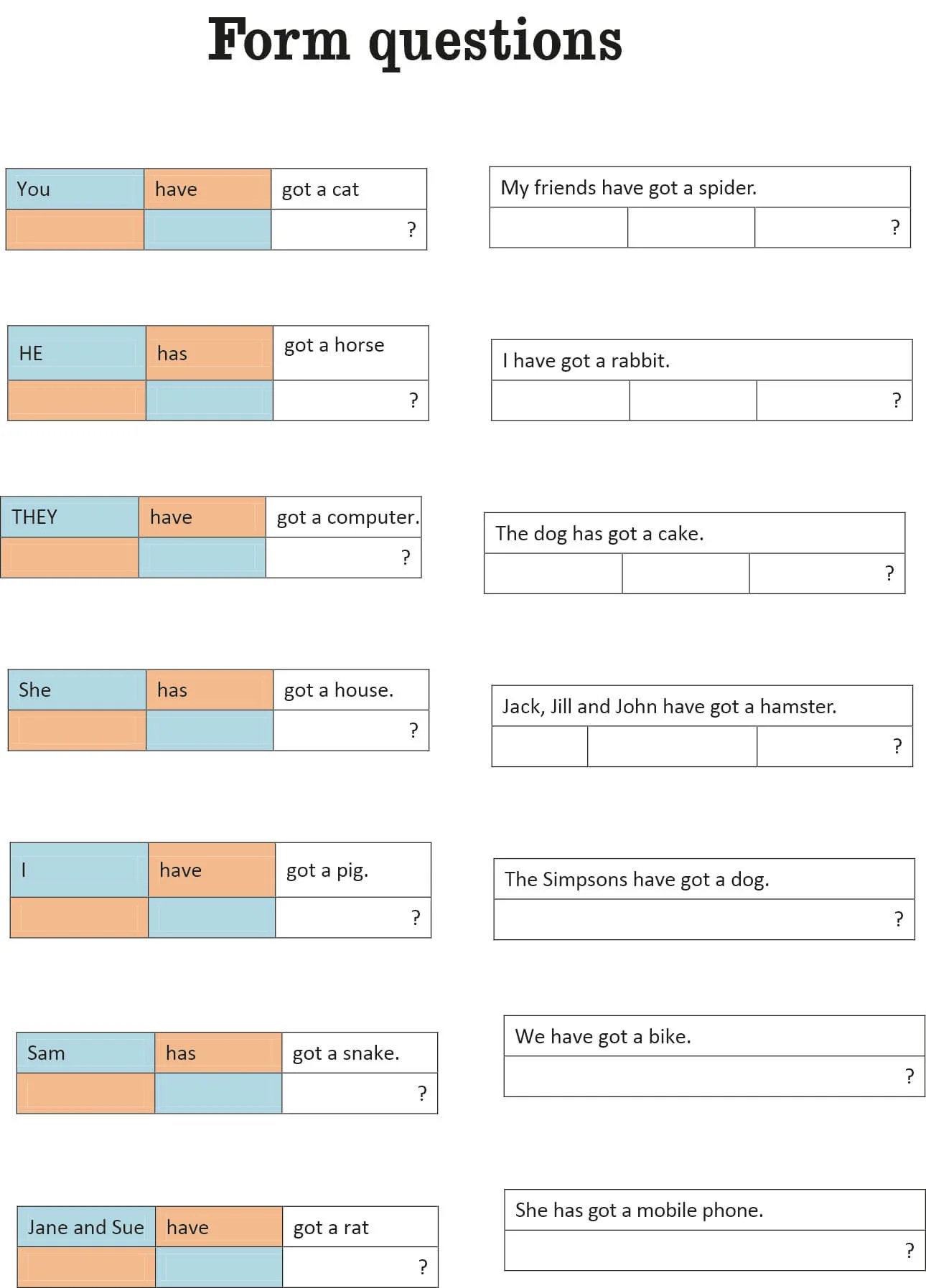 Verb HAVE GOT questions and short answers Games to learn English