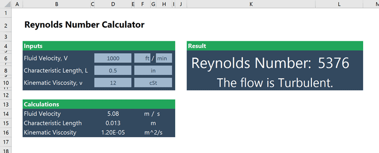 Reynolds Number Calculator in Excel EngineerExcel