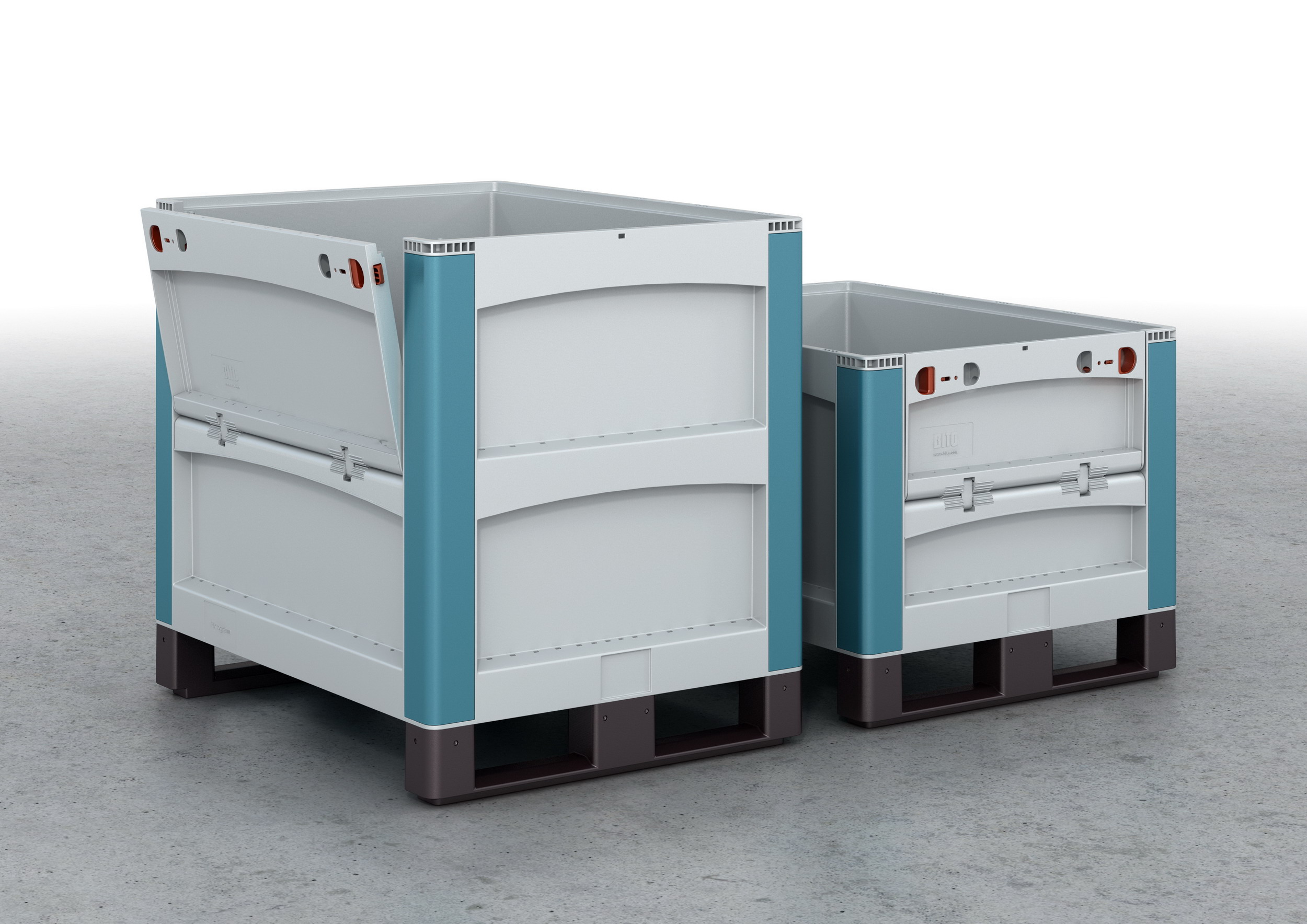 Large plastic bins provide an economical replacement for wire baskets