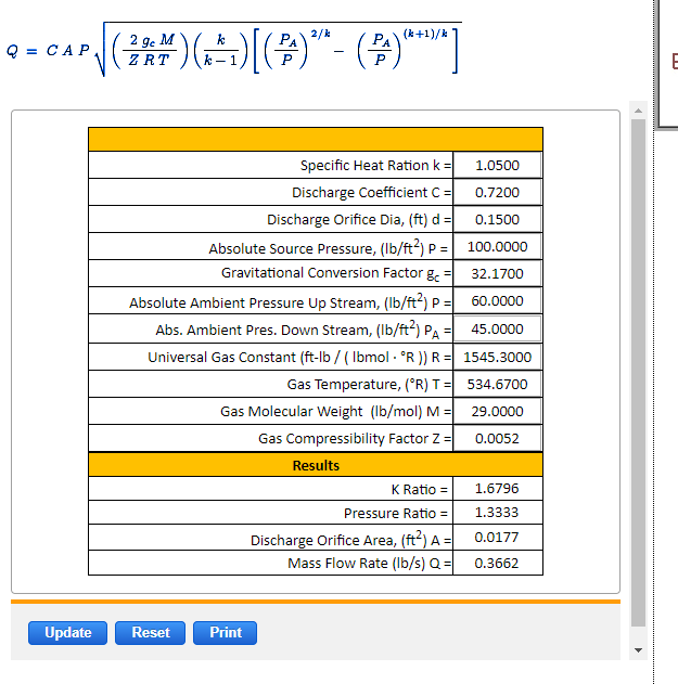 Gas Discharge Rate Atmosphere From a Pressure Vessel